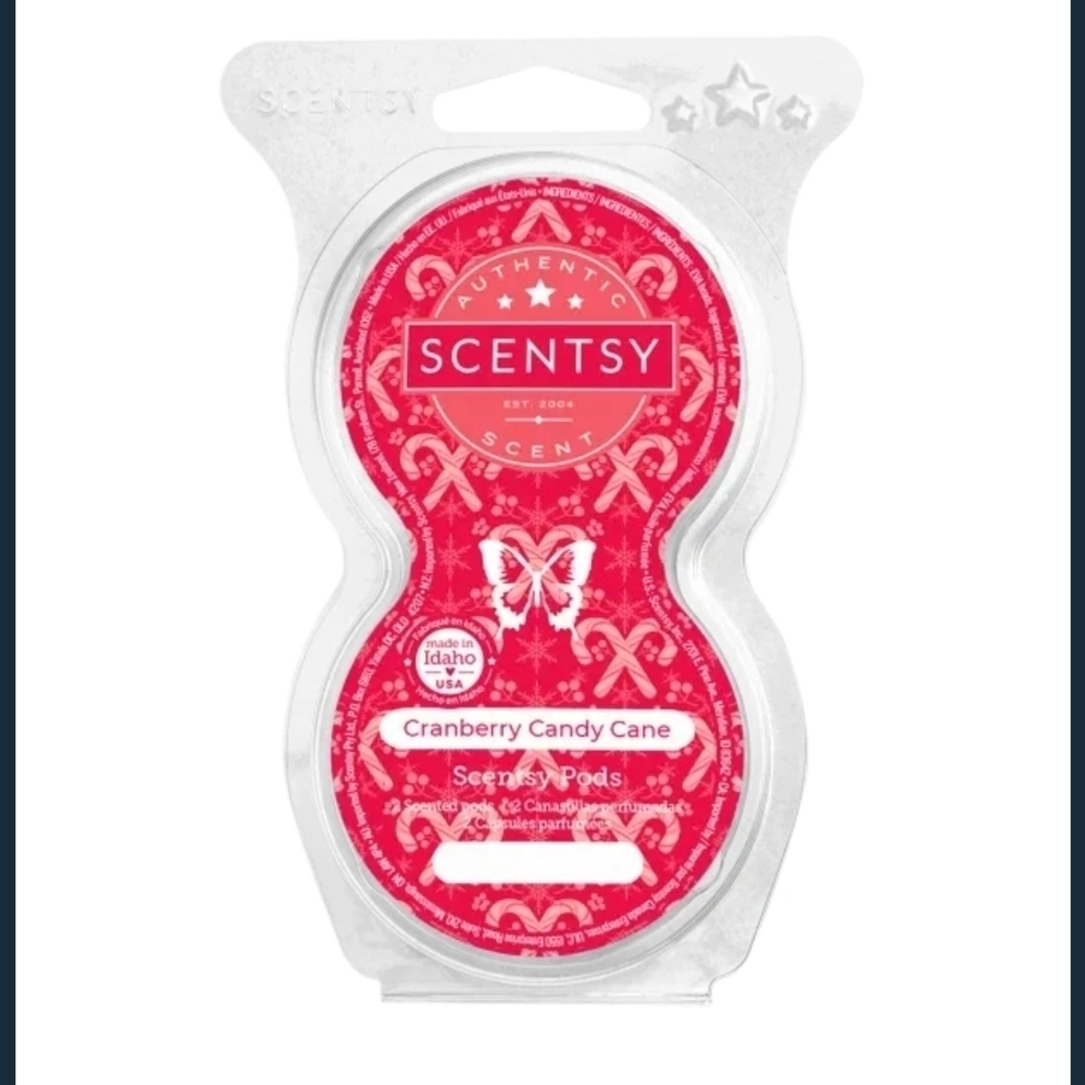 Scentsy Cranberry Candy Cane Scent Pods Pomegranate Peppermint Sticks Two Pack
